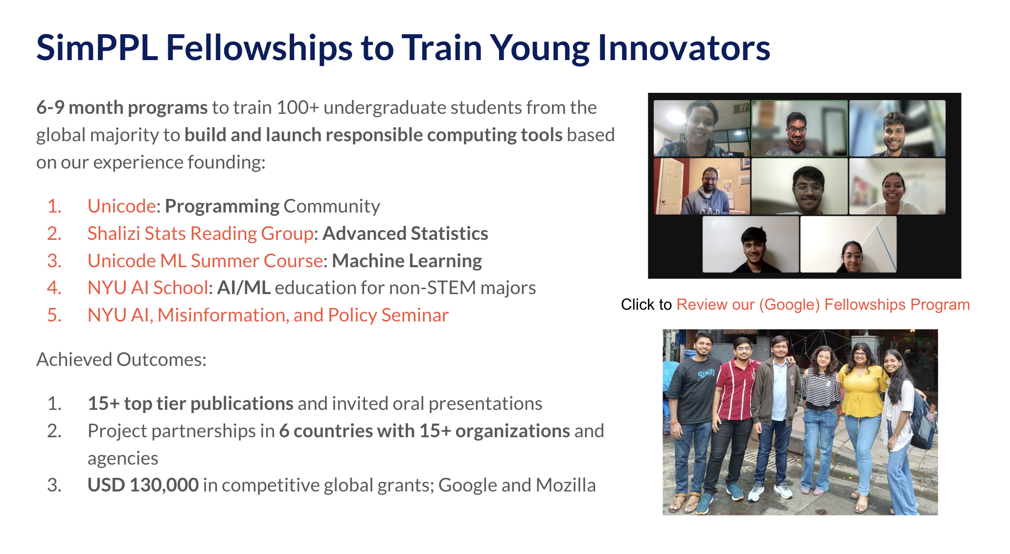 SimPPL Fellows were based in India and worked on Responsible Computing Projects in 6 countries