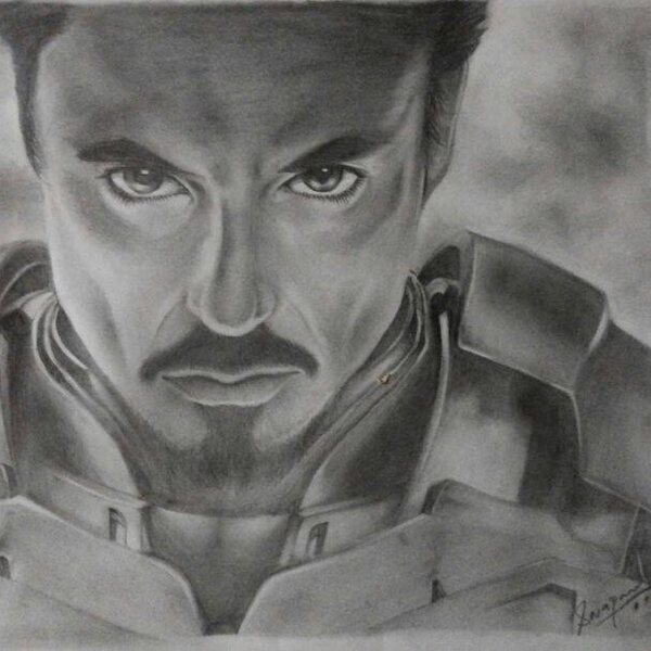 Graphite portrait of Tony Stark