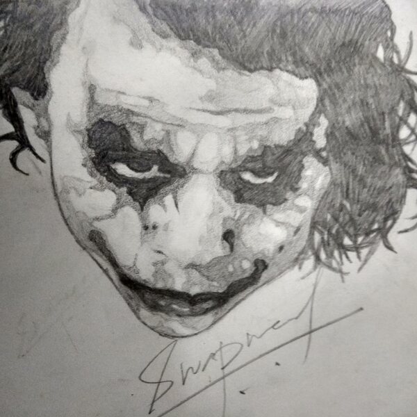 Pencil drawing of the Joker
