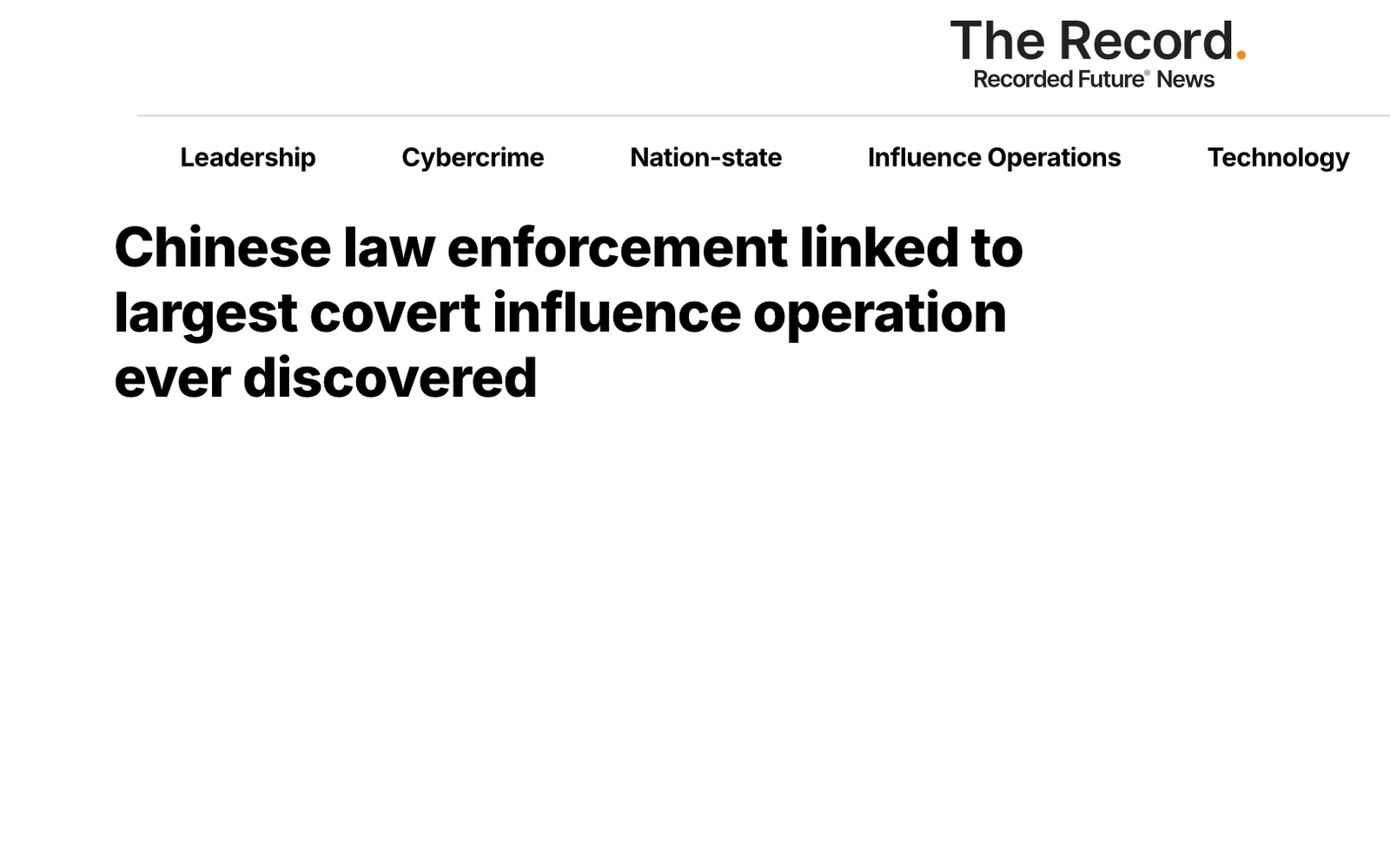The Record: Chinese law enforcement linked to largest covert influence operation ever discovered