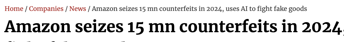 Amazon seizes 15 million counterfeits in 2024